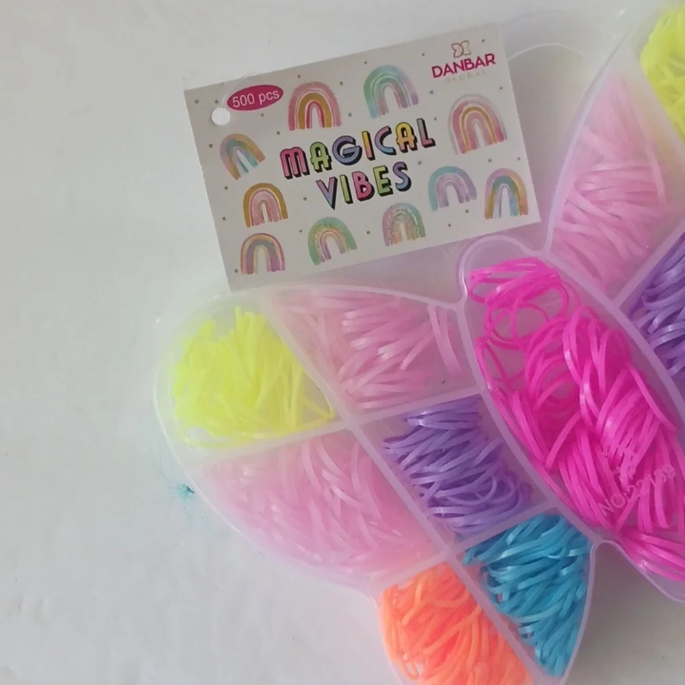 Danbar Girls Magic Vibes Girls Hair Rubber Band Set Butterfly-500pc